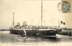 CPA Le Havre Le Transatlantique La Touraine Bateau