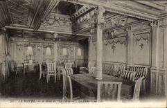 La POSTAL Le Havre de la VENDIMIA tiene borde de Lorena el fumar cuarto del barco