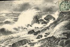 POSTAL Le Havre de la VENDIMIA el cabo de Heve un dia de tormenta