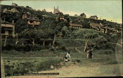 POSTAL Notre Dame Le Havre de la VENDIMIA de las inundaciones vistas del mar