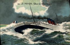 POSTAL Le Havre de la VENDIMIA en la rafaga del barco del viento