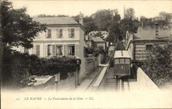 POSTAL Le Havre de la VENDIMIA el funicular de la dimension