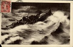 Bote salvavidas de Le Havre de la POSTAL de la VENDIMIA en barco del peligro