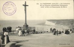 VINTAGE POSTCARD Treport the martyrdom of the cliff D downstream to the terraces and panorama of Seas