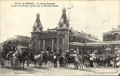 VINTAGE POSTCARD Treport the Municipal Casino the day D a rally organizes by the Pontie direction
