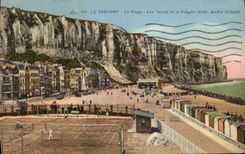 VINTAGE POSTCARD Treport Seas the beach tennis and the frigate Tennis