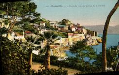 CPA Marseille La Corniche Vue Des Jardins de la Reserve