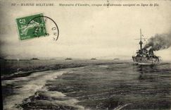 VINTAGE POSTCARD Bateau War Navy Operates D sailing Escarde turns of Armours on line of Lille