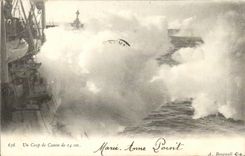 VINTAGE POSTCARD Boat War a Blow of Canon of 14cm