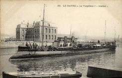 VINTAGE POSTCARD Bateau War Le Havre the Destroyer L Alarms