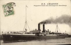 VINTAGE POSTCARD Boat War S S the Amazon Steamer of the Maritime Transport