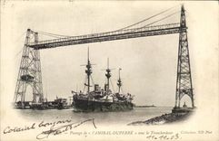 VINTAGE POSTCARD Boat War Passage of L Admiral Duperre under the Tunisia Transporter