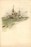 VINTAGE POSTCARD Bateau War Keeps Dimensions Armours Admiral Trehouart Bouvines