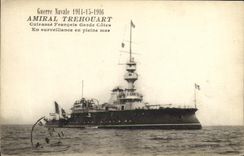 VINTAGE POSTCARD Bateau War Naval War Admiral Trehouart on the open sea Armours French Garde dimensions in monitoring