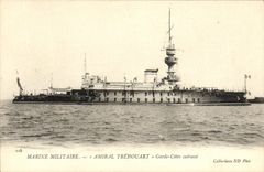 VINTAGE POSTCARD Bateau War Navy Admiral Trehouart Garde Dimensions armours