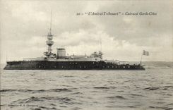 VINTAGE POSTCARD Bateau War Admiral Trehouart Armours Guard Dimensions