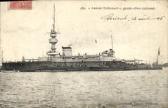 VINTAGE POSTCARD Bateau War Admiral Trehouart keeps dimensions armours