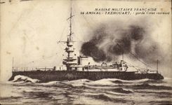 VINTAGE POSTCARD Bateau War French Navy Admiral Trehouart keeps dimensions armours