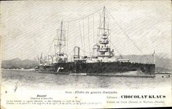 VINTAGE POSTCARD Bateau War Floats of French war Bouvet Armours has turrets