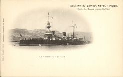 VINTAGE POSTCARD Bateau War Souvenir of the Naval action Paris Carries Terns Brennus in roads