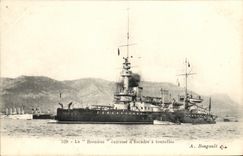 VINTAGE POSTCARD Bateau War Brennus Cuirasse D Escadre has turrets