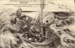 VINTAGE POSTCARD Bateau War Naval War Bruix Armours French going to the secour of the shipwrecks Close to Dardanelles