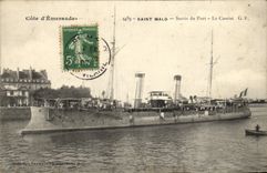CPA Bateau Guerre Saint Malo Sortie du Port Le Cassini