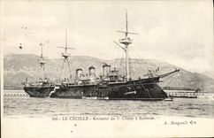VINTAGE POSTCARD Bateau War the Cecile Croiseur of 1st Class has Batterie