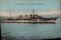 VINTAGE POSTCARD Boat War Navy Against Destroyer Jackal