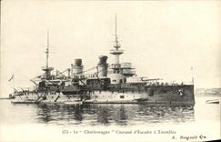 VINTAGE POSTCARD Bateau War Charlemagne Cuirasse D Escadre has Tourelles