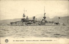 VINTAGE POSTCARD Bateau War National marine Armours D Escadre Charlemagne
