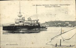 VINTAGE POSTCARD Bateau War French Navy Charlemagne Armours D Escadre