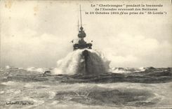 VINTAGE POSTCARD Boat War Charlemagne During the Crossing of L Squadron returning of the Balearic Islands