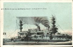 VINTAGE POSTCARD Bateau War French Navy the Charles Martel Armours 1st Class