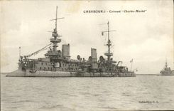 VINTAGE POSTCARD Boat War Cherboug Cuirasse Charles Martel