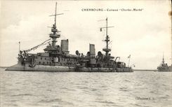 VINTAGE POSTCARD Boat War Cherboug Cuirasse Charless Martel