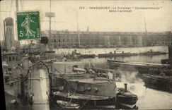 VINTAGE POSTCARD Boat Cherbourg War the Chateaurenault Cruiser in L arsenal