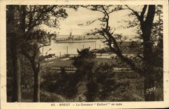 VINTAGE POSTCARD Boat Brest War the Colbert Cruiser in Roads