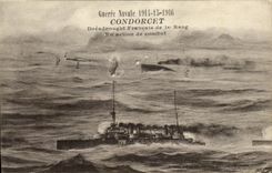VINTAGE POSTCARD Boat War Condorcet Dreadnought French of 1st Rank in action of combat