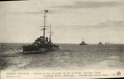 VINTAGE POSTCARD Bateau War War Armours line of Combat At the head Billhook Jean Bart Verite Vegniaud Danton Democarte