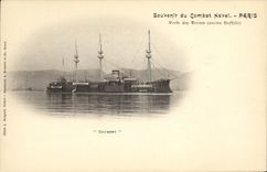 VINTAGE POSTCARD Bateau War Souvenir of the Naval Action Paris Billhook Carries Terns Old Buffalo