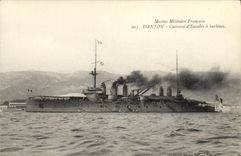 VINTAGE POSTCARD Bateau French Military War Danton Cuirasse D Escadre has turbines