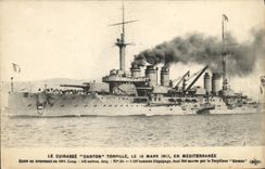 VINTAGE POSTCARD Bateau War the Danton Armor Torpedoes the 19 husbands 1917 in the Mediterranean