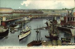 VINTAGE POSTCARD Boat Brest War the Open National Bridge Left Cruiser D Estrees