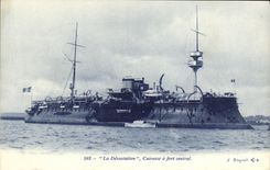 VINTAGE POSTCARD Bateau War Devastalion Cuirasse has Fort Exchange