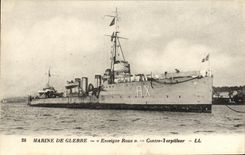 VINTAGE POSTCARD Bateau War Navy Against Destroyer Teaches Russet red