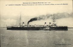 VINTAGE POSTCARD Bateau War Souvenir Of the Maritime Week Dupetit Thouars Croiseur Armours in roads of St Nazaire