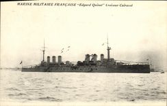 VINTAGE POSTCARD Bateau War French Navy Edgard Quinet Croiseur Armours