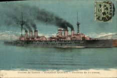VINTAGE POSTCARD Boat War Navy Edgard Quinet Cruiser of 1st class