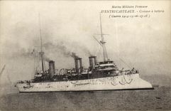 VINTAGE POSTCARD Boat War French Navy D Entrecasteaux Cruiser battery